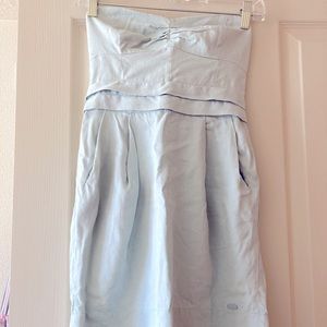 Aritzia Wilfred strapless blue layered trim dress